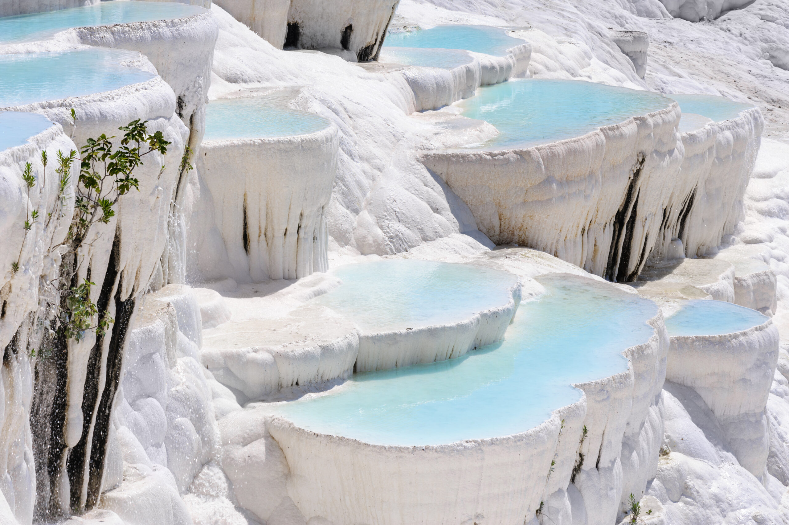 Travertine pools and terraces in Pamukkale, Turkey